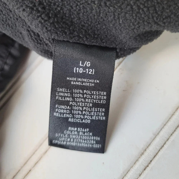 SWISS TECH Kids Puffer Jacket Boys Zip Up Hoodie Black Pocket Reflective L 10-12 - Picture 8 of 10